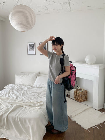 Herum Basic Color Ribbed Short Sleeve Tee